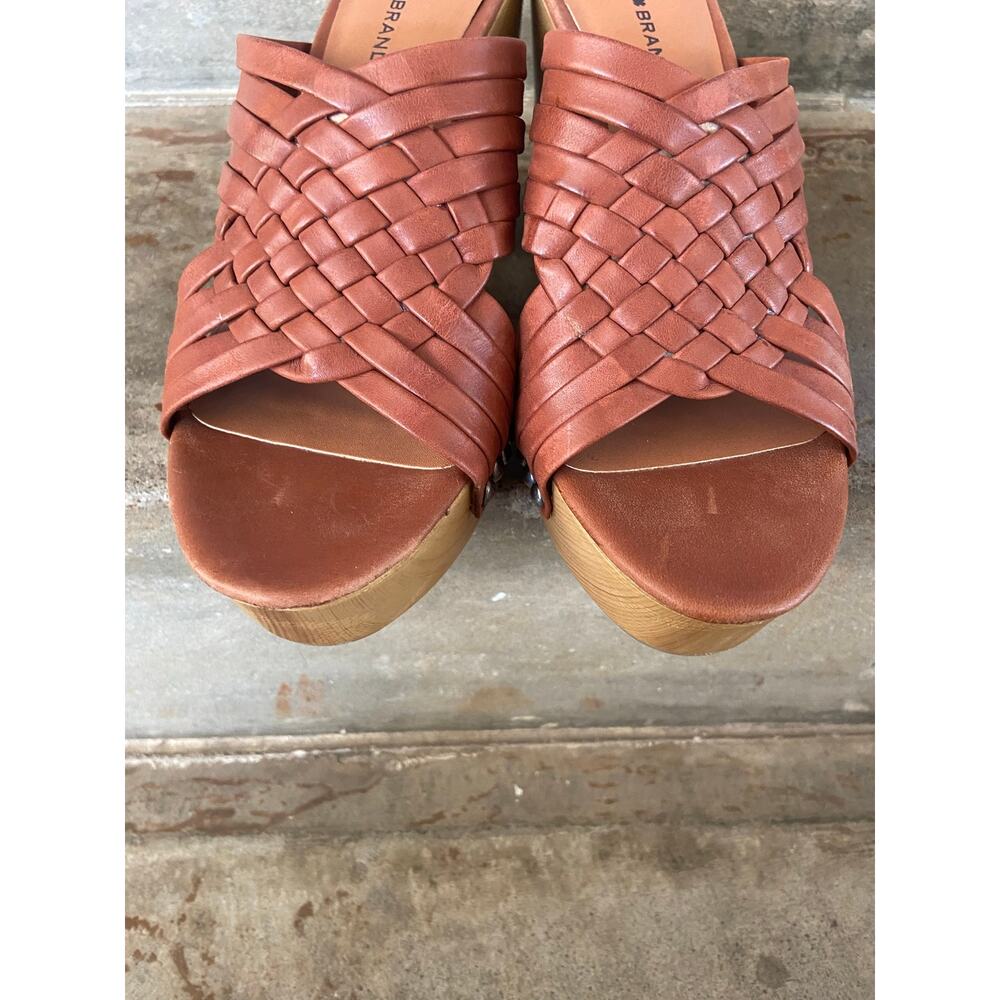 Lucky Brand tan woven leather upper platform sandal - Picture 4 of 9